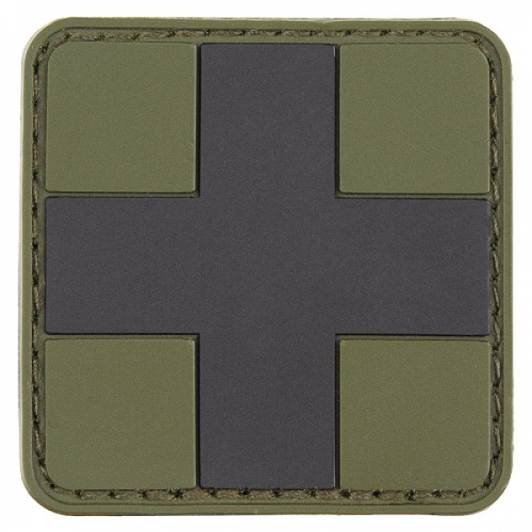 Patch Klettabzeichen erste Hilfe schwarz/oliv 3D ca. 5 x 5 cm groß